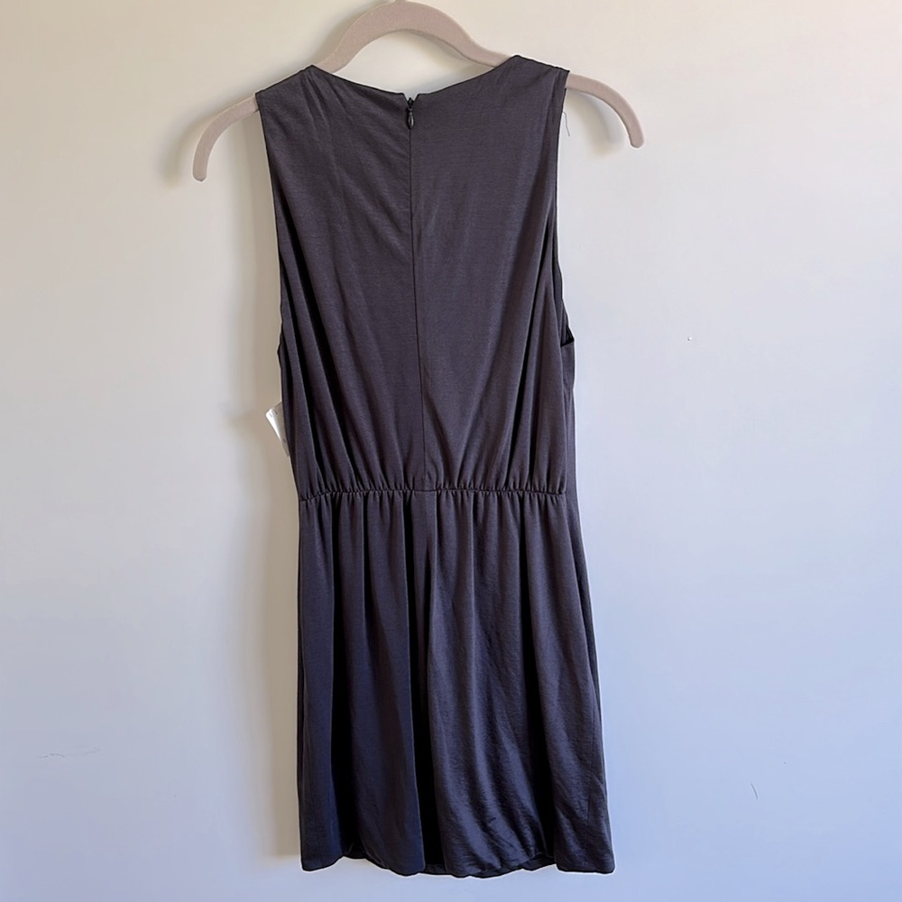 NWT Phillip Lim Scoop Neck Mini Dress Gray Ruffle Crystal Accents Sleeveless - Picture 7 of 8